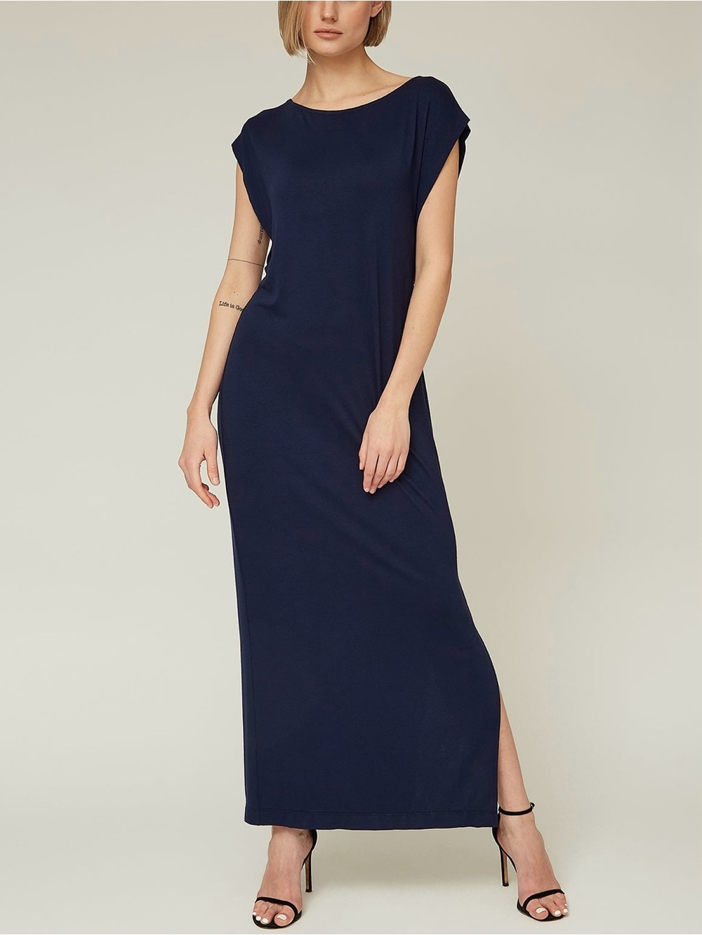 Andre Tan Navy Cap Sleeve Maxi Dress — Size S